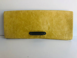 Italian Vintage Mustard Leather Clutch with Brass Focal